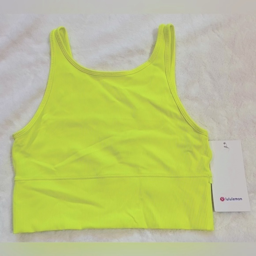 Lululemon Yellow Power Pivot Ribbed Reversible Tank Top sz 10 performance active - Picture 2 of 8